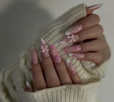 Bow Nails, Cute Pink Nails, Baby Pink Nails, Nail Art Gel, Nagel Tips, Girly Acrylic Nails, Soft Nails, Gem Nails