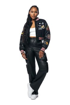 Smoke Rise Women's Classic Varsity Jacket - Hibbett | City Gear College Style Fall Outerwear With Pockets, Urban Varsity Jacket With Pockets For Fall, Trendy Streetwear Outerwear With Multiple Pockets, Trendy Outerwear With Multiple Pockets, Varsity Jacket Outfit Women, Senior 25, Skate Brands, Varsity Jacket Outfit, Cheer Shoes