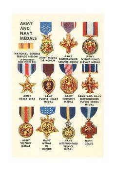 an army medal poster with many different medals