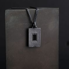 Men's Necklace Rectangle Tag Pendant in Solid Sterling Silver - Etsy Georgetown Tx, Brings Joy, Men's Necklace, Oxidized Sterling Silver, Curb Chain, Sterling Silver Chains, Pendant Necklaces, Jewelry Necklace Pendant, Handmade Items