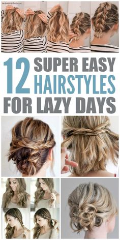 12 Super easy hairstyles for lazy days. Have you ever had those lazy days where you just don't want to do a lot for your hair but you still want to look Instagram ready? These super easy hairstyles are perfect for when you have lazy days and not enough time to get ready. Perfect hair tutorials for second day hair too! #hairtutorial #lazyhair #howto #hairstyles #mediumlenghthhair #shorthair Updos Hairstyles, Lazy Day Hairstyles, Short Hair Up, Super Easy Hairstyles, Easy Hairstyles Quick, Lazy Hairstyles, Second Day Hairstyles, Hairstyle Tutorials, Easy Hairstyles For Medium Hair