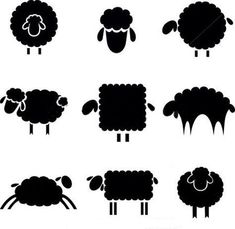 black sheep silhouettes on white background