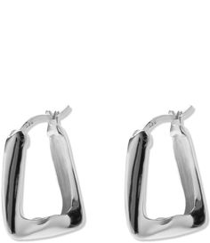 From Marchesa&#x2C; these earrings feature: Hoop earringsSterling silverClick top closureApprox. 0.43" length Imported. Elegant Silver Rectangular Hoop Earrings, Modern Silver Hoop Earrings With Sterling Clasp, Modern White Gold Earrings With Sterling Silver Clasp, Sterling Silver Jewelry Earrings, Accessories Jewelry Earrings, Silver Hoops, Silver Hoop Earrings, Sterling Earrings, Sterling Silver Earrings