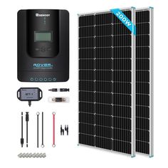 solar panel kit with battery, tools and accessories for the installation of an invertor