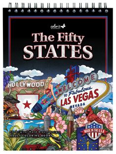 ColorIt The Fifty States Coloring Book for Adults Illustrated by Hasby Mubarok Watercolor Brush Pen, Perforated Paper, Coloring Supplies, Coast To Coast, Hand Drawn Design, Marker Art, Christmas Wishlist, Key West, Adult Coloring Books