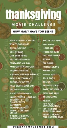 thanksgiving movie challenge with the words, how many have you seen?