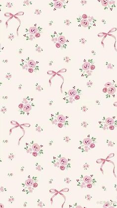 pink flowers and bows on a white background