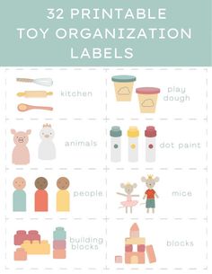 the printable toy organization labels are great for kids to use in their playroom