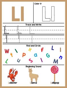 the letter l worksheet for children to learn how to write and draw letters