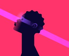 the silhouette of a person with blindfolds on their eyes is shown against a pink background