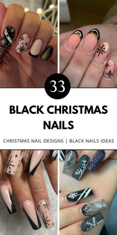 Get creative with holiday nail art featuring black, gold, and festive colors. Perfect for a classy, modern look this Christmas! Save for your next mani! Black Christmas Nail Designs, Festive Nails, Festive Nail Designs, Easy Manicure, Christmas Manicure, Elegant Nail, Elegant Nail Designs, Holiday Nail Designs, Christmas Nails Easy