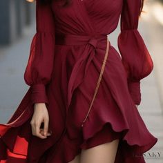 Lasaky - Exquisite Red Cocktail Dress Short Party Dress Elegant V-neck Chiffon Dress For Night Out, Red Long Sleeve Banquet Dress, Elegant A-line Party Mini Dress, Chiffon Midi Dress For Banquets, Elegant Fitted A-line Chiffon Dress, Elegant Mini Chiffon Dress, Chiffon Midi Dress For Banquet, Elegant Mini-length Chiffon Dress, Elegant Mini Length Chiffon Dress