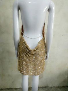 Takes around 10-15 business days to arriveYOU CAN ADD RUSH CHARGE IF YOU NEED QUICKLY Crystal Mesh Dress, Gold Mesh Dress, Backless Party Dress, Gold Midi Dress, Dress Crystal, Metal Dress, Crystal Dress, New Party Dress, Choker Dress