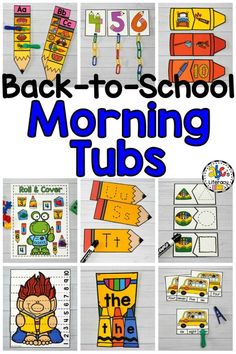 the back to school morning tubs are great for learning numbers and letters with these fun activities