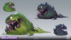 some very strange looking monsters with sharp teeth