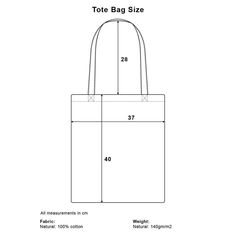 the tote bag size is shown with measurements and measurements for each item in it