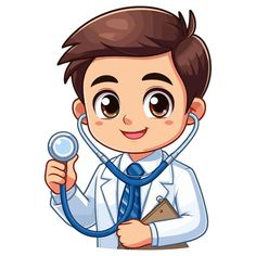 a cartoon doctor holding a stethoscope in his hand