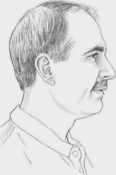 a pencil drawing of a man in profile