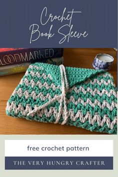 a crocheted book cover with the text, free crochet pattern