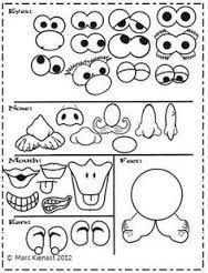 an image of different types of eyes and mouths for children to color on the page