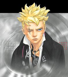 an anime character with blonde hair and blue eyes