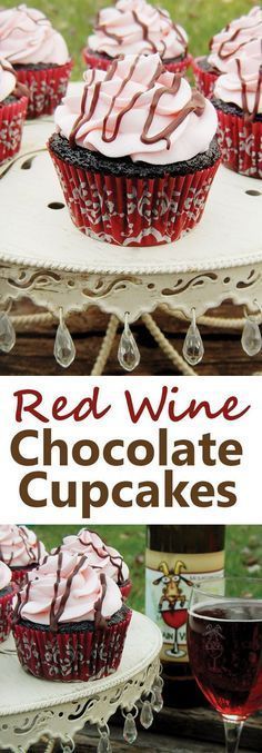 red wine chocolate cupcakes with white frosting