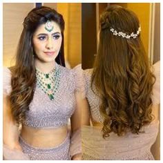 Reception Hairstyles, Lehenga Hairstyles, Hairstyles For Gowns, Hair Style On Saree, Saree Hairstyles, Engagement Hairstyles, Bridal Hairdo, Bridal Hair Buns, Indian Wedding Hairstyles