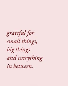 a pink background with the words grateful for small things, big things and everything in between