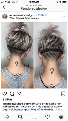 Undercut Art, Under Cuts For Women Designs, Diagonal Undercut For Women, Back Of Head Shaved Design Women, Barber Designs In Hair Women, Undercut Designs For Women, Shaved Undercut Designs, Womens Undercut Long Hair Side Shave, Girrlscout Hair Undercut 360