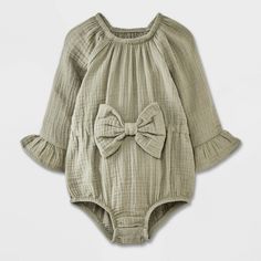 Grayson Mini Baby Girls' Bow Romper - Green 6-9M Baby Wishlist, Autumn Family Photos, Pointelle Sweater, Family Picture Outfits, Fall Family Photos, Family Photo Outfits, Knitted Romper, One Clothing