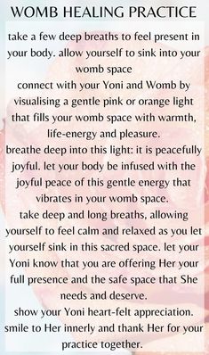 Womb Connection, Nighttime Ritual, Womb Wisdom, Mindfulness Meditation Exercises, Somatic Healing, Healing Journaling, Healing Magic