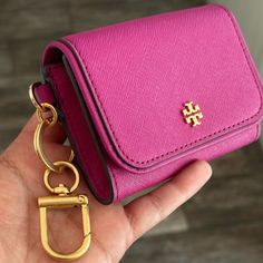 Great Condition With Keychain Tory Burch Emerson, Tory Burch Bags, Tory Burch Bag, Wristlets, Card Case, Clutches, Pink Purple, Tory Burch, Bag Lady