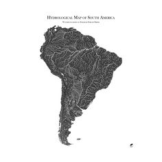 an illustrated map of south america in black and white, with the words'hydrological map of south america '