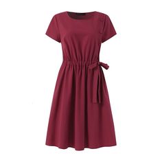 Casual Dresses ZANZEA Summer Vintage Cotton Dress Women Short Sleeve Solid Drawstring Waist Sundress Fashion Knee Length Vestidos Kaftan 230216 From Cong00, $18.83 | DHgate.Com