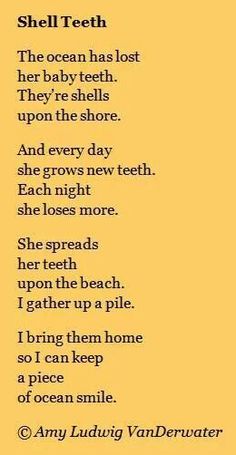 a poem written in black and yellow with the words, she'll bath her baby teeth