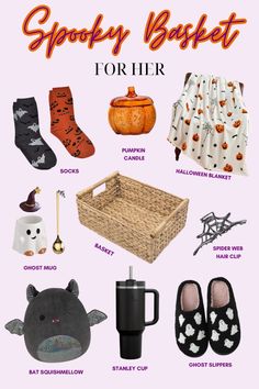 an image of various items that are for the halloween costume contest, including pumpkins and bats