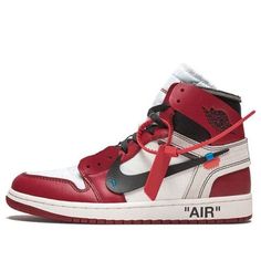 Designer White High-top Sneakers For Streetwear, Off White Jordan 1 Chicago, Nike Jordan Air 1, Off White Jordan 1, Jordan 1 Off White, Jordan Off White, White Jordans, Jumpman Logo, Air Jordan 1 Retro High Og