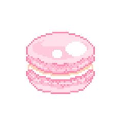 a pixelated pink donut with white frosting