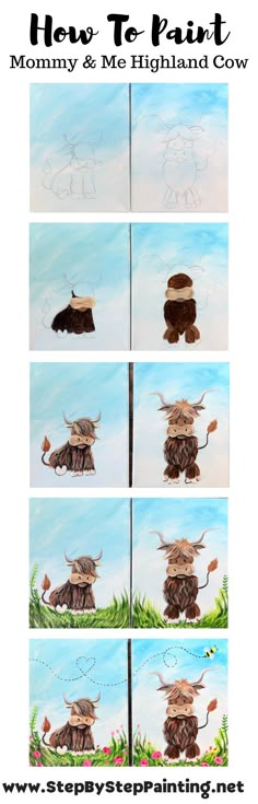 how to paint a cartoon cow in different ways