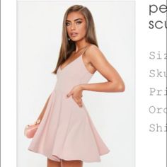 Nwt Missguided Petite Pink Skater Dress, Size S. Super Cute! Never Worn. Simple Dresses Long, Clothing For Tall Women, Grad Dresses, Hoco Dresses, Dresses For Teens, Petite Outfits, Petite Fashion, Petite Dresses, Cheap Dresses