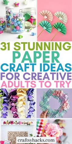 some crafts that include paper flowers and other items to make them look like they are made from