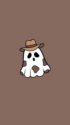 a brown and white cow with a hat on it's head is standing in front of a brown background