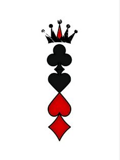 a red and black ace playing card with a crown on it's head in the middle