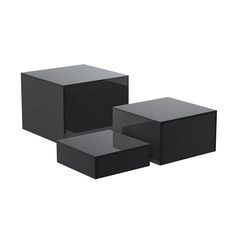 three black boxes sitting next to each other