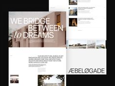 three different pages with the words we bridge between to dreams and an image of a building