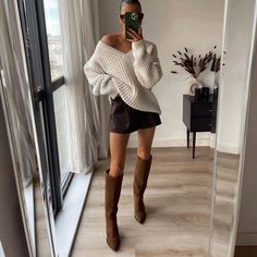 Zara Shoes | Zara Suede Knee High Boots | Color: Brown | Size: Various Check more at https://beautyfashionideas.com/heels/zara-shoes-zara-suede-knee-high-boots-color-brown-size-various/ Brown Knee High Boots Outfit, Suede Boots Outfit, Brown Boots Outfit, Satin Shorts, Shein Outfits, Suede Boots Knee High, Fall Fits, Zara Shoes, Outfit Inspo Fall