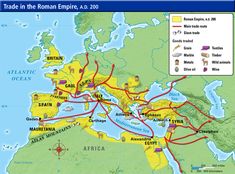 a map showing the routes of roman empire