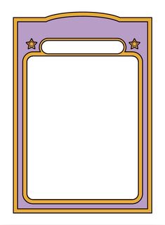 a purple and yellow frame with stars on it, in the shape of a rectangle