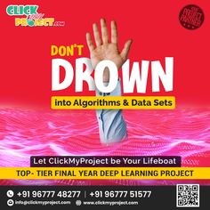 a flyer for an upcoming project called, don't drown into algorthis & data sets