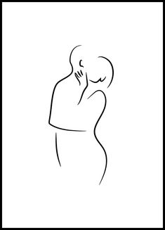 a black and white line drawing of a woman holding her hand to her face,